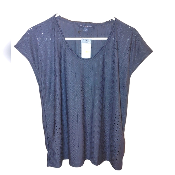 Tommy Hilfiger Women's Blue/Gray Lace Top, Size Medium Nwt - Picture 1 of 6